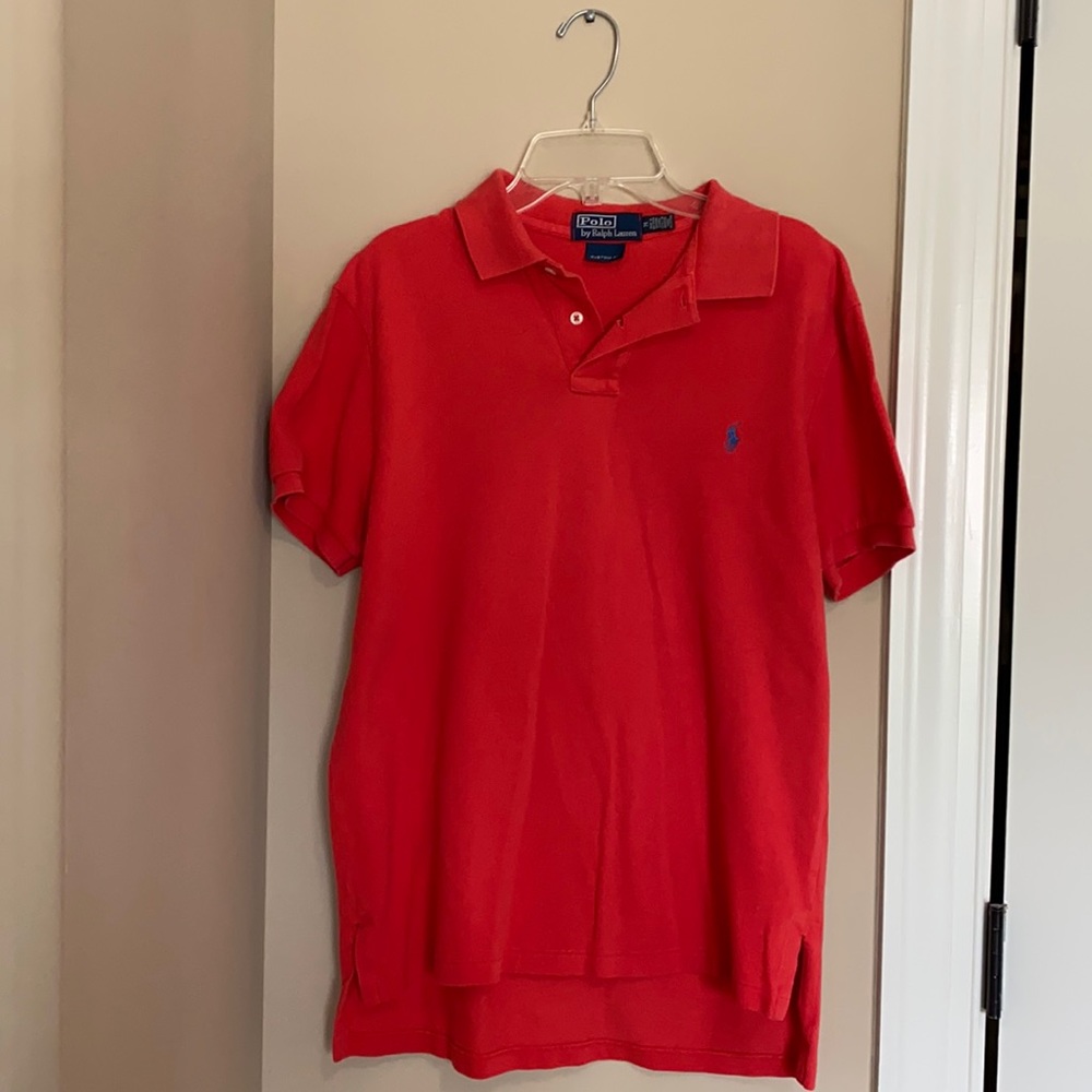 Men’s red polo shirt medium. Gently worn.